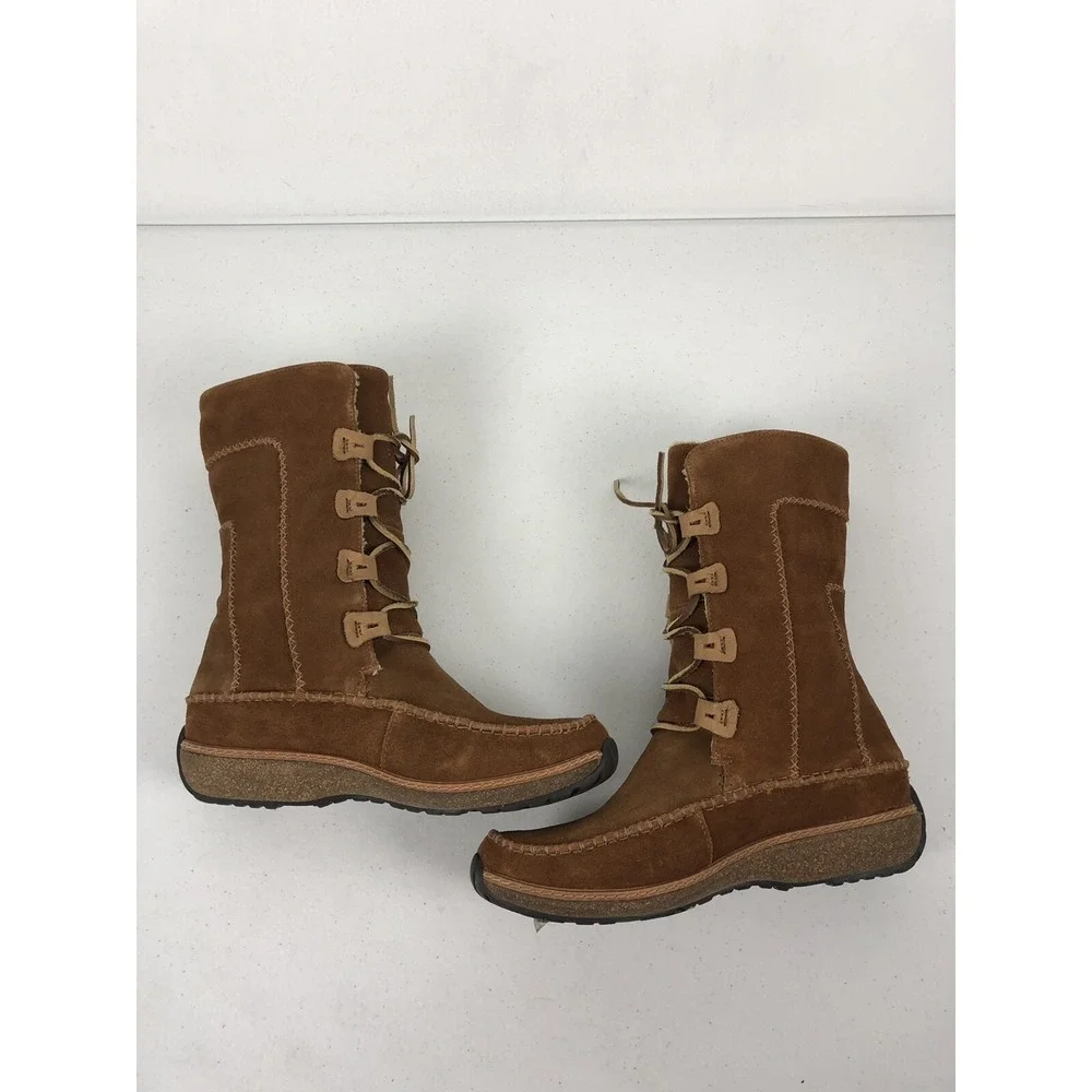 Timberland Womens 7 M Boots Suede Geniune Leather Winter Lace Up Leather Sherpa